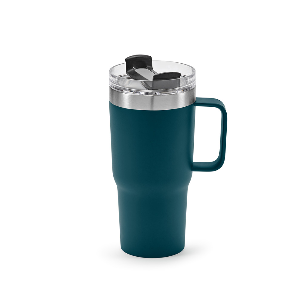 Grand mug de voyage personnalisable 580ml inox recyclé Neman Bleu pétrole